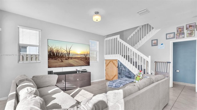 view of tiled living room