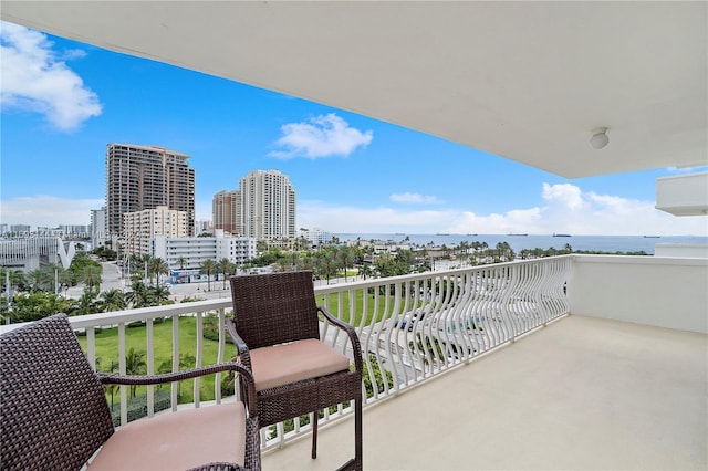 balcony with a water view