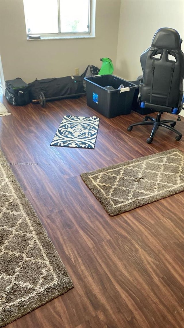 office area with dark hardwood / wood-style flooring