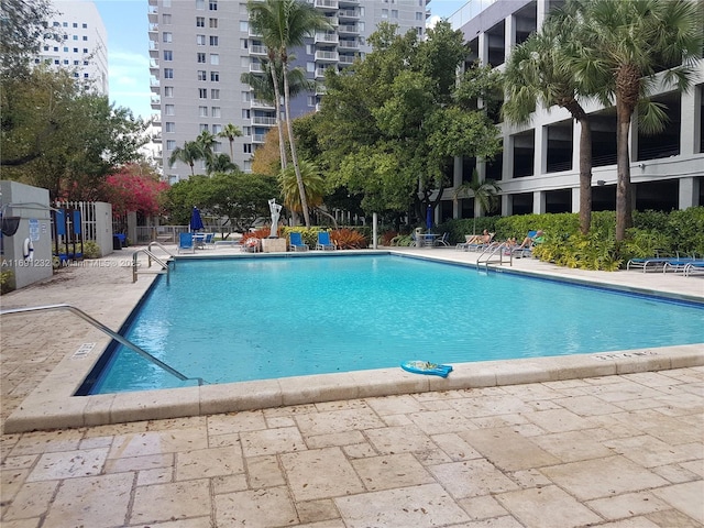 view of pool featuring a patio area