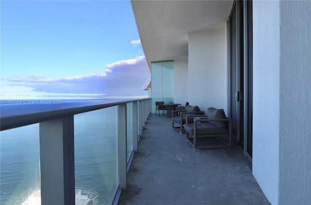 balcony with a water view