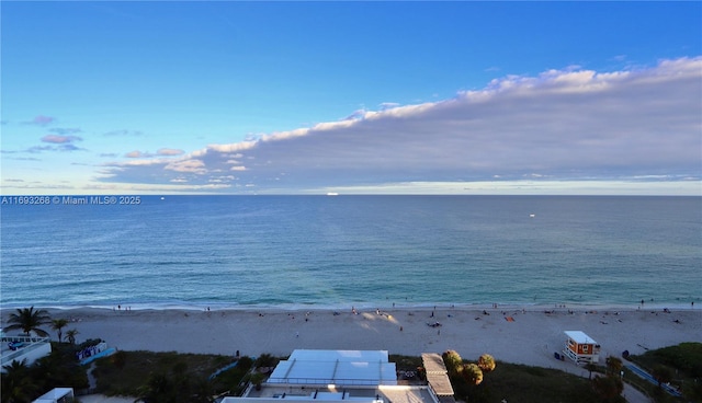 property view of water featuring a view of the beach