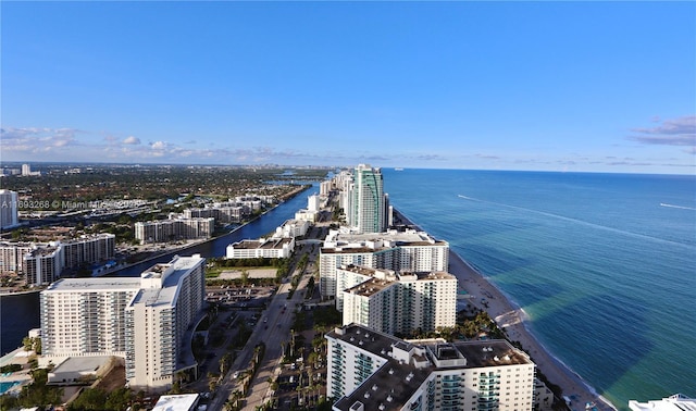 bird's eye view with a water view and a city view