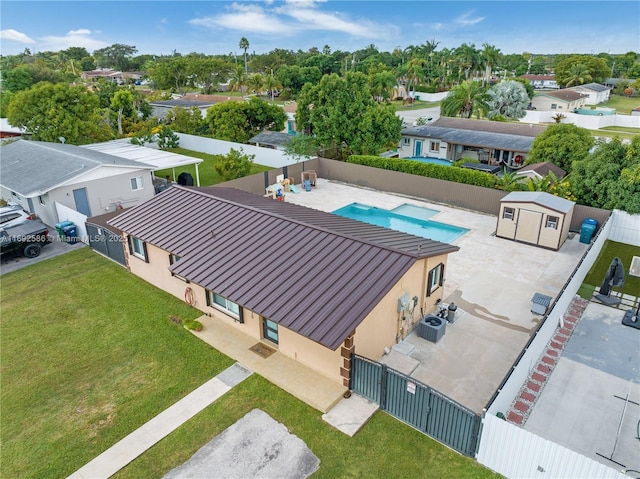 drone / aerial view with a residential view