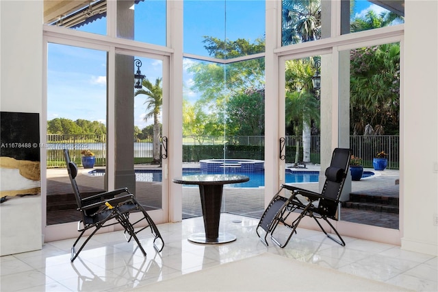 2939 Paddock Ln, Weston, FL 33331 - sunroom / solarium featuring a jacuzzi and plenty of natural light