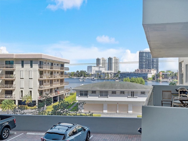 exterior space featuring a water view