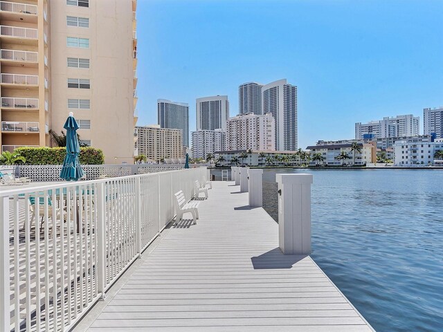 view of dock featuring a water view