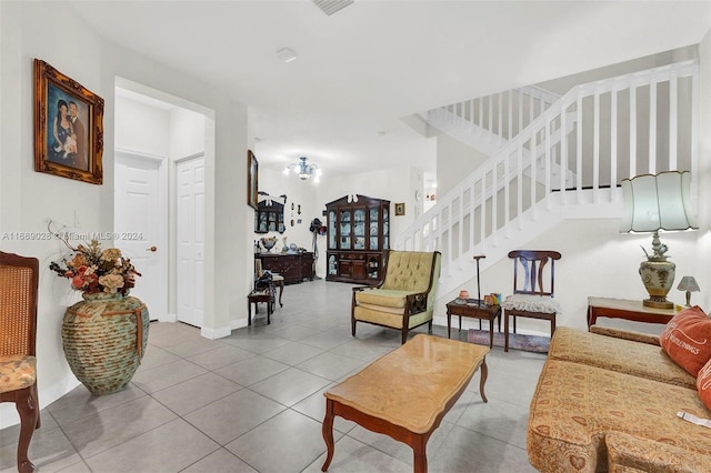 view of tiled living room