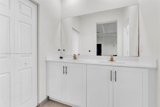 bathroom featuring vanity and tile patterned floors