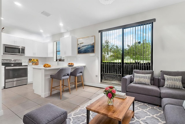 view of tiled living room