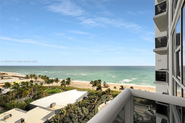 property view of water with a beach view