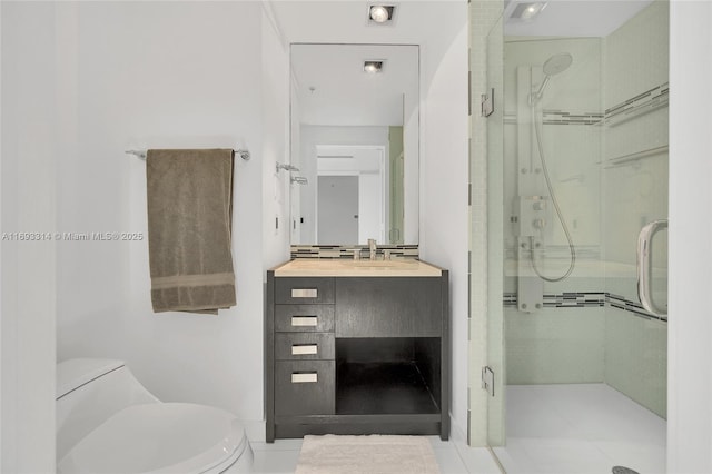 18201 Collins Ave Unit 1002, Sunny Isles Beach, FL 33160 - full bathroom with a shower stall, vanity, and tile patterned floors