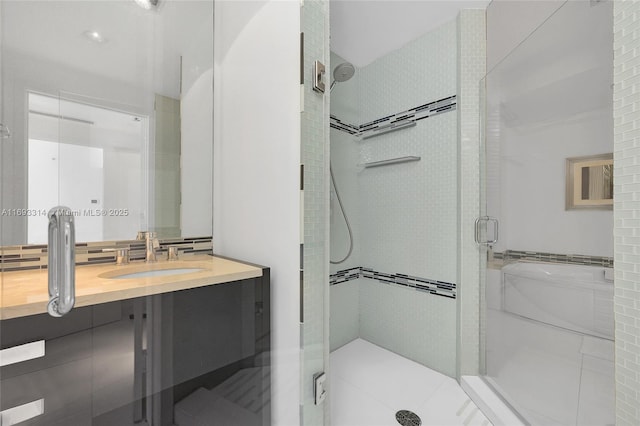 18201 Collins Ave Unit 1002, Sunny Isles Beach, FL 33160 - bathroom featuring vanity and a shower stall