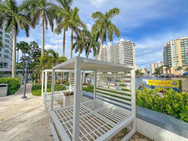 surrounding community featuring a water view