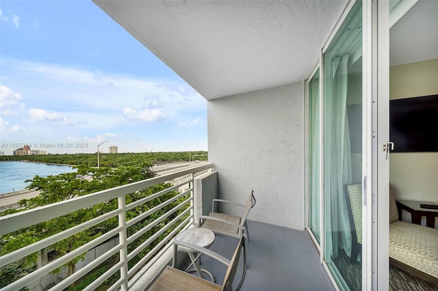 balcony with a water view