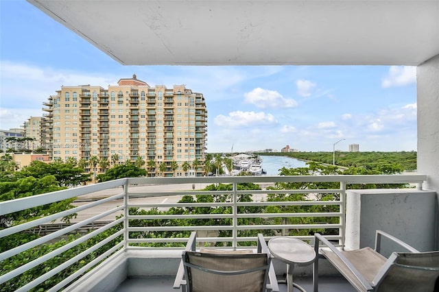 balcony with a water view