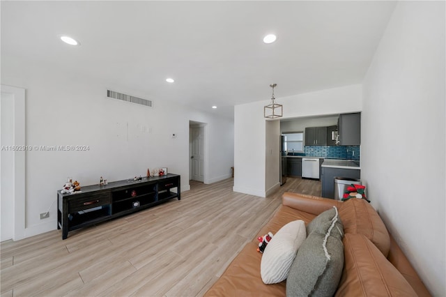 living room featuring light hardwood / wood-style flooring