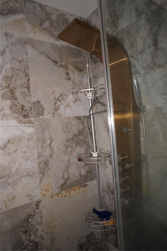 interior space with walk in shower