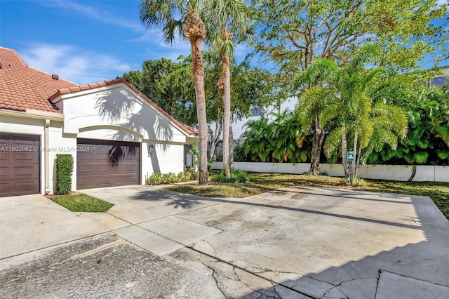 exterior space featuring a garage