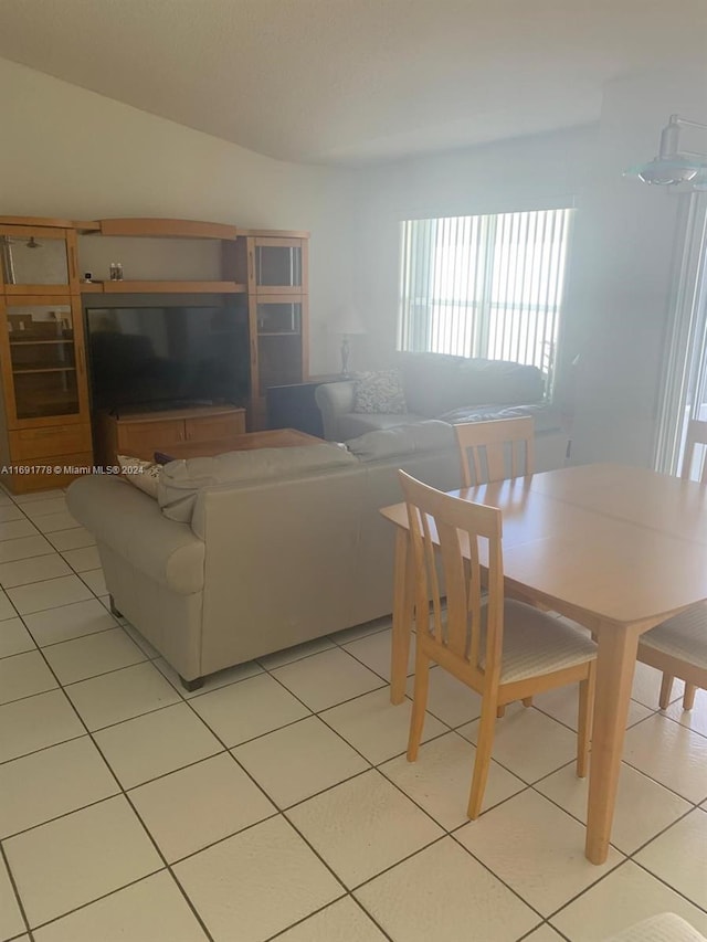 living room featuring light tile patterned floors