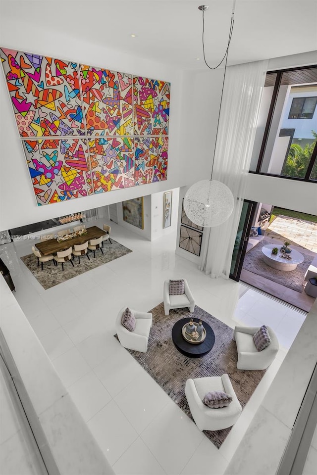 view of tiled living room