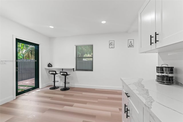 interior space with light hardwood / wood-style floors