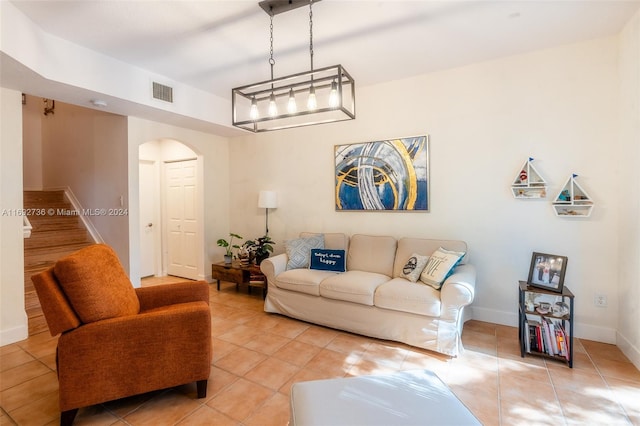 view of tiled living room