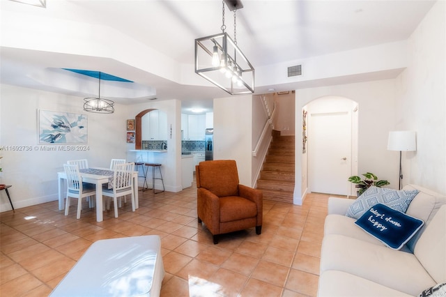 view of tiled living room