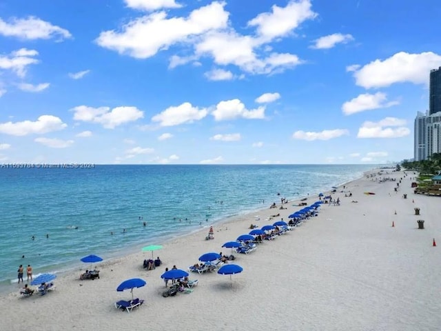 property view of water with a beach view