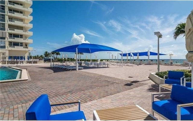 view of swimming pool featuring a patio