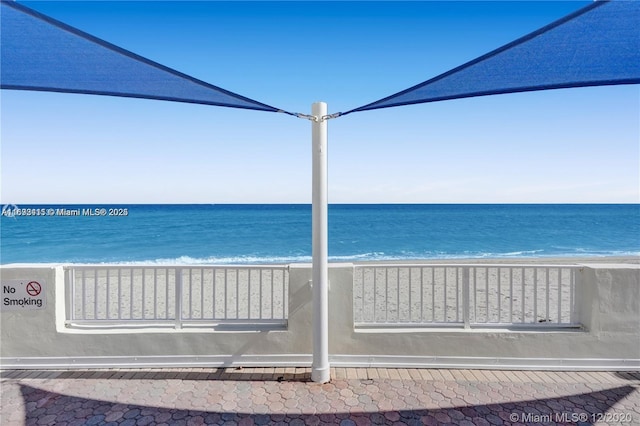 property view of water featuring a view of the beach