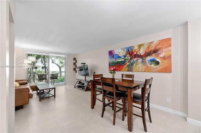 dining room with light tile patterned floors