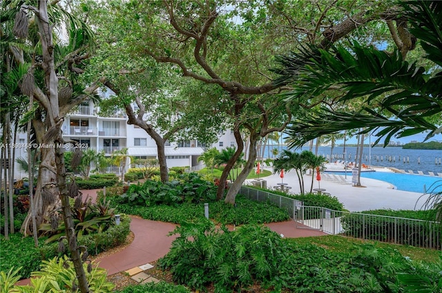 view of community featuring a water view