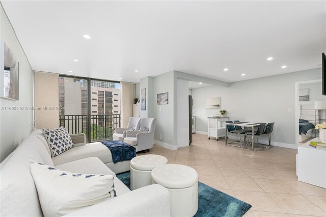 view of tiled living room