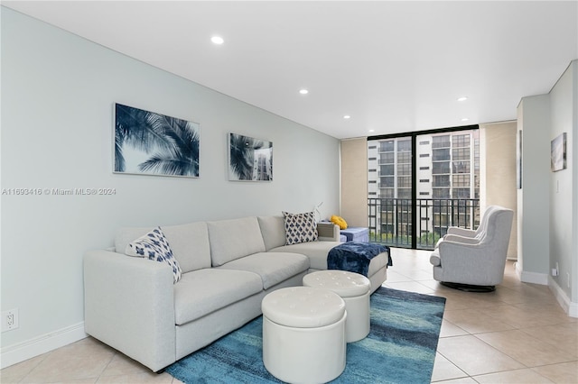 view of tiled living room