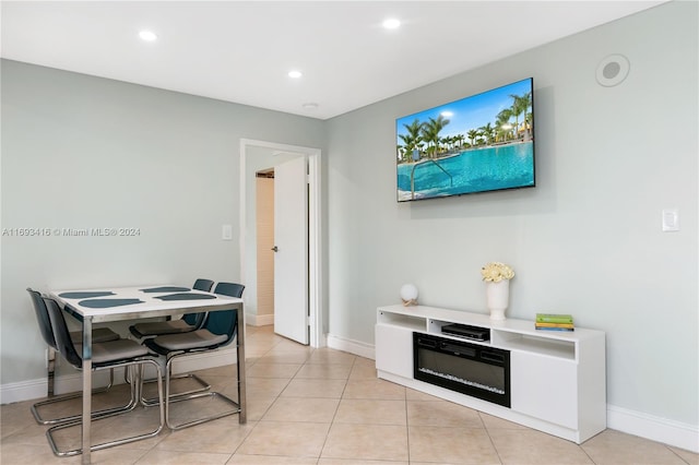 interior space featuring light tile patterned floors