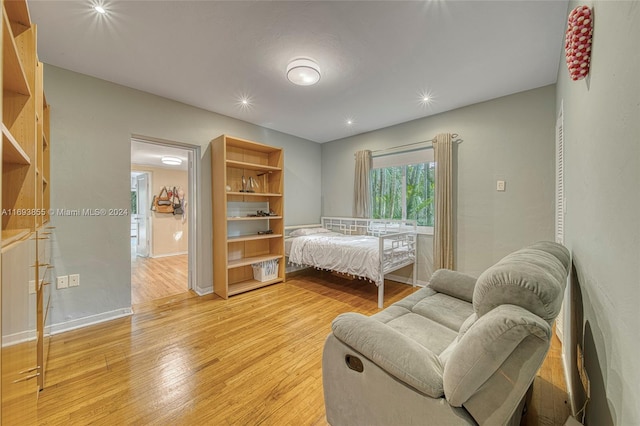 bedroom featuring light wood-type flooring