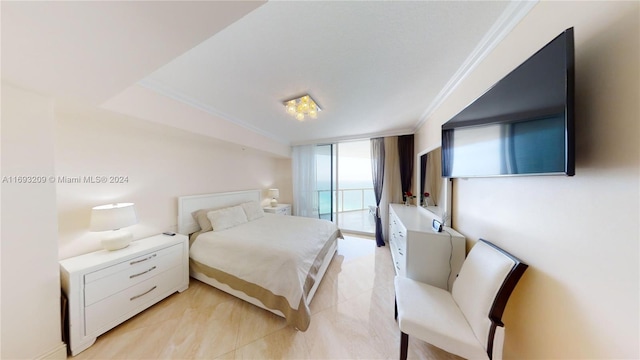 bedroom featuring crown molding