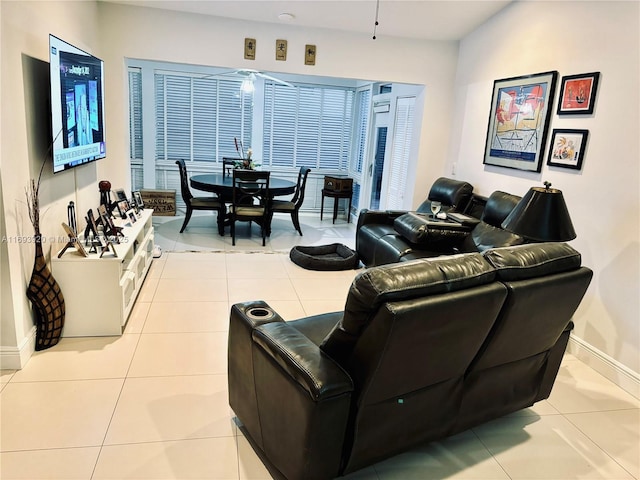 view of tiled living room