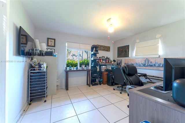 office space with light tile patterned floors