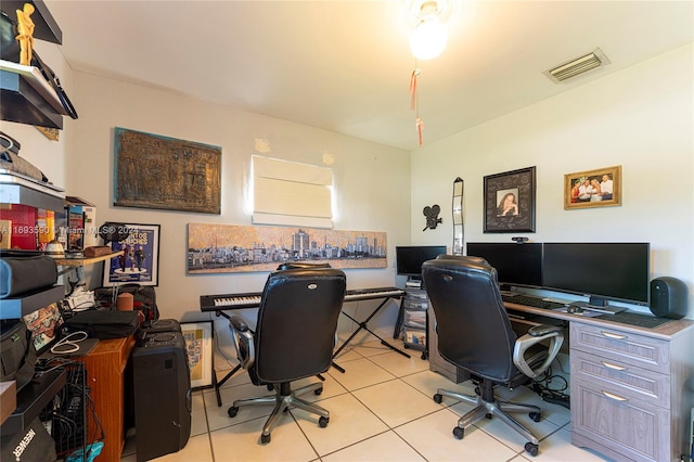 view of tiled home office