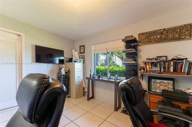 view of tiled home office