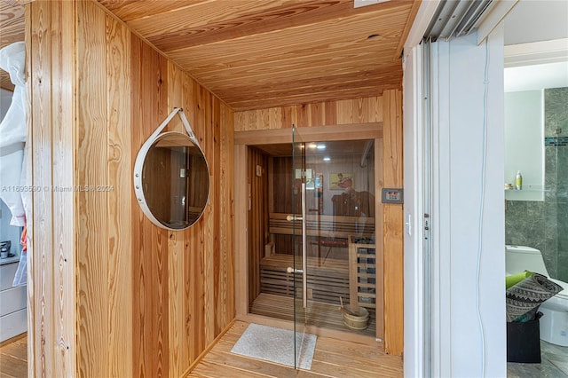 view of sauna / steam room with hardwood / wood-style floors