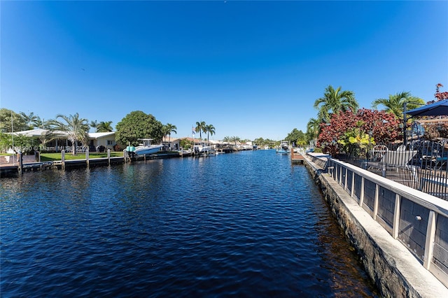 dock area featuring a water view