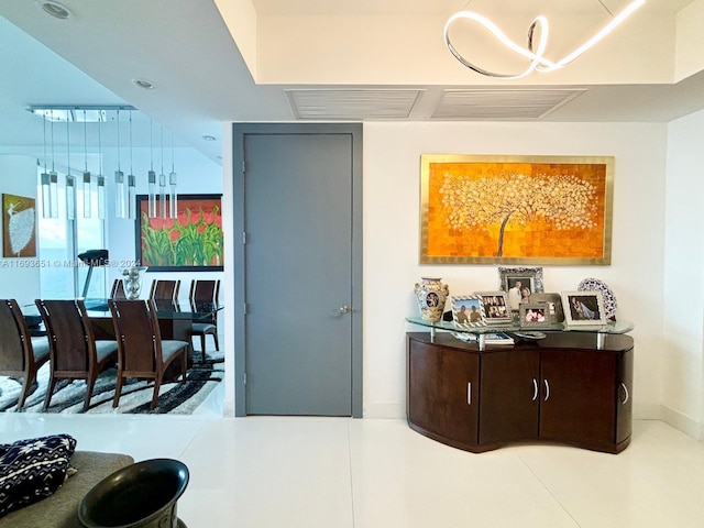 interior space featuring dark brown cabinetry