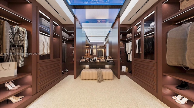 walk in closet featuring carpet flooring