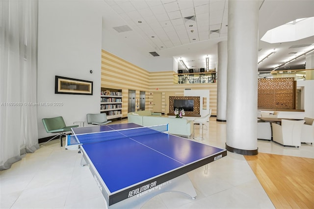 playroom with tile patterned floors