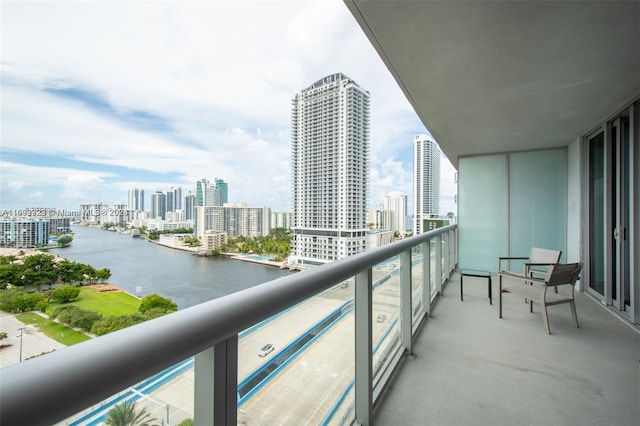 balcony with a water view