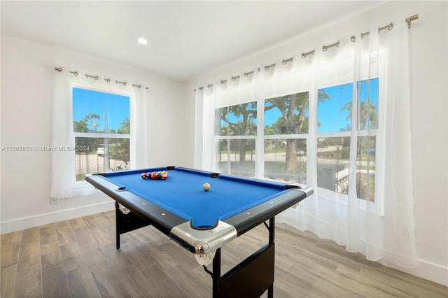 recreation room featuring hardwood / wood-style floors and pool table