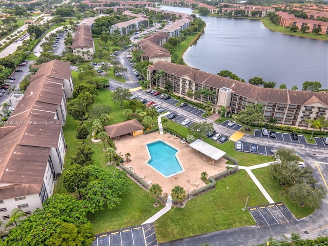 13500 SW 1st St Unit 307U, Pembroke Pines, FL 33027 - aerial overview of property's location with a large body of water and a pool area